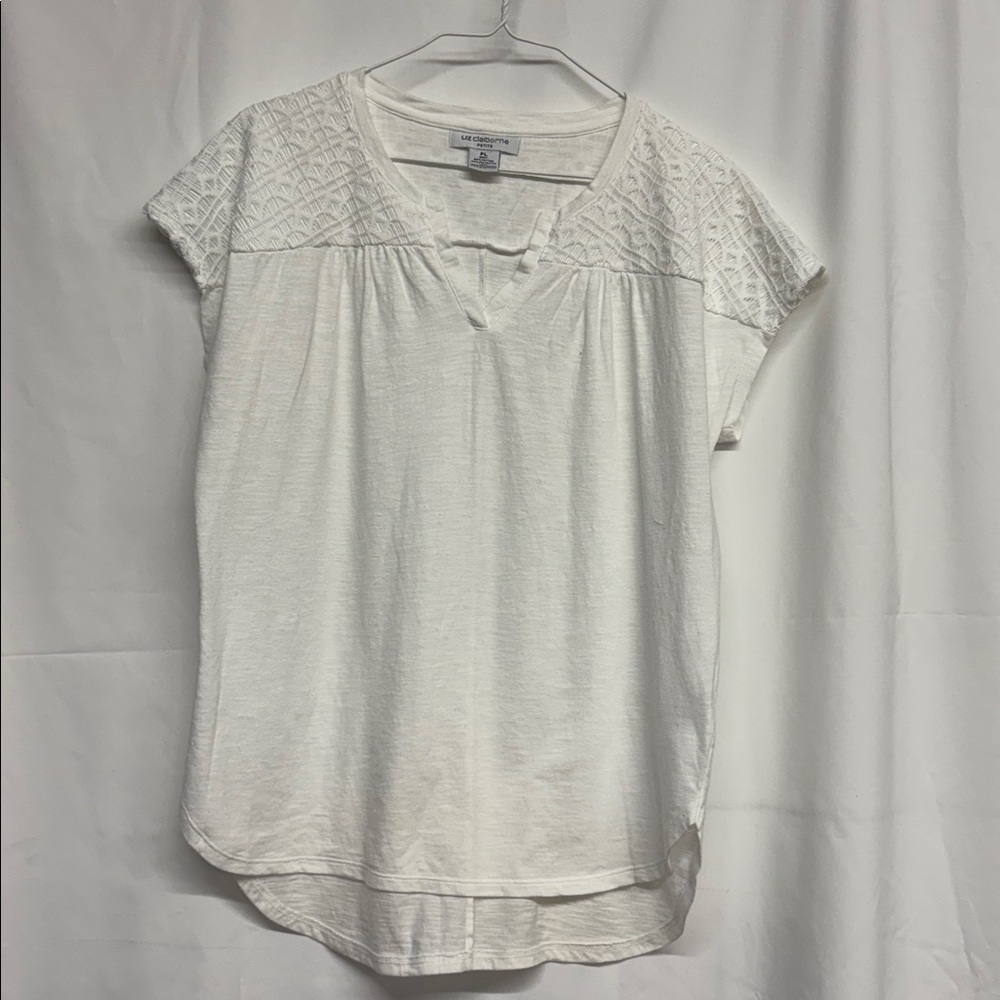 Liz Claiborne White Lace Detail Top sz PL